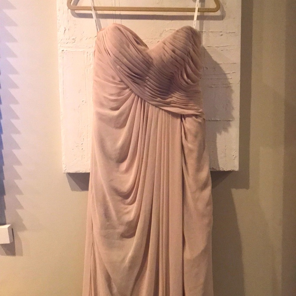 Watters & Watters French Vanilla Dress Cream Bridesmaid Draped Strapless